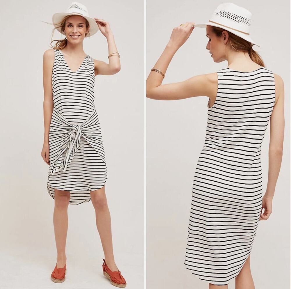 Dolan Left Coast Anthropologie Black White Tie Front Tank Dress Women's Small